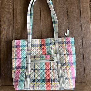 Small Vera Tote Bag in Pastel Plaid